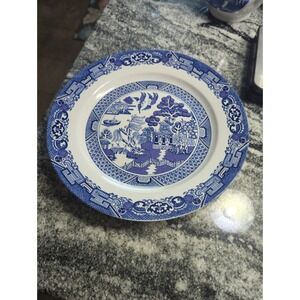 Vintage Royal Cuthbertson Blue Willow Chop Plate Serving Platter